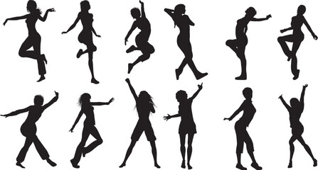 silhouettes of dancing girls