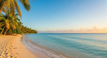 Tropical Beach Paradise at Sunset, Ocean, Sea, Water