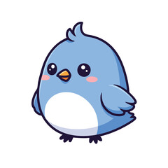 Obraz premium Adorable Blue Bird Cartoon Character Illustration