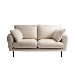 Comfortable sofa with cushions isolated on transparent background