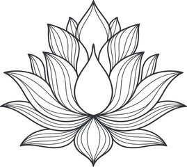 Stylized Lotus Flower Outline with Delicate Petals