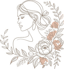 Elegant Woman Profile with Floral Wreath beauty fashion