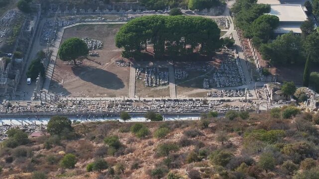 Ephesus Ancient City (Efes Antik Kenti) Drone Video, Selcuk Izmir, Turkey (Turkiye)