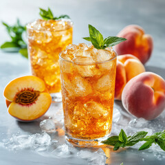 Letni napój z brzoskwinią i miętą 