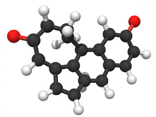 Intricate molecular structure model showcasing carbon, oxygen, and hydrogen atoms interconnected in complex organic chemistry science