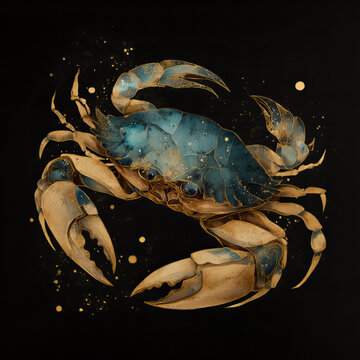 Artystyczny krab na czarnym tle
