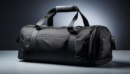 a sleek black duffle bag perfect for the gym sports or weekend travel stylish and organized ready for any getaway with essential luggage