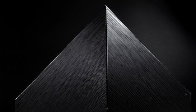 moody closeup of a dark angular box against a black background minimalist presentation highlights its geometric shape and solid textured tone