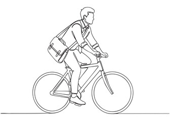 Obraz premium man riding a bike one line