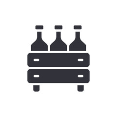Bottles In Crate Icon, Simple Wine Storage Illustration