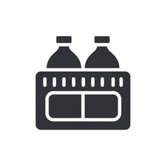 Bottles In A Crate Beverage Package Flat Design Icon