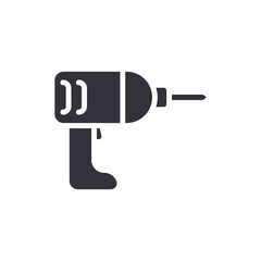 Cordless Drill Hand Tool Solid Vector Silhouette Illustratio
