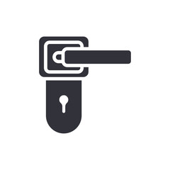 Modern Door Handle With Keyhole Solid Style Icon