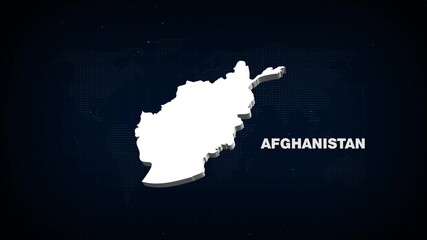 AFGHANISTAN map, country territory outline self drawing animation. 3D white map blue background. - Powered by Adobe