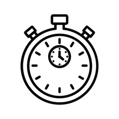 Outline stopwatch icon illustration representing time management, measurement, speed, and precision for deadlines and urgency projects