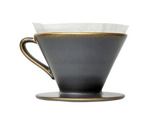 Ceramic Coffee Dripper Isolated on White Background, Ideal for Brewing, Coffee Preparation, and Barista Concepts