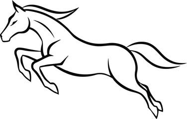 Adobe Illustrator Artwork  Trotting forward: Horse with beautiful with long mane and tail flutters in the wind, isolated vector design
