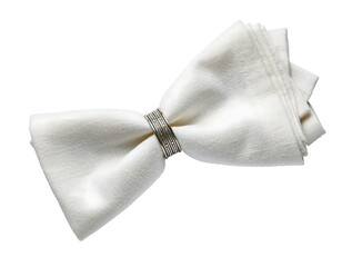 Folded Cotton Napkin with Decorative Ring Isolated