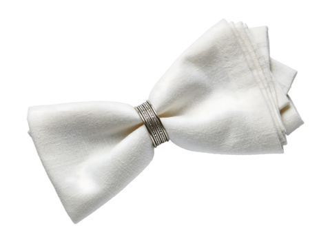 Folded Cotton Napkin with Decorative Ring Isolated