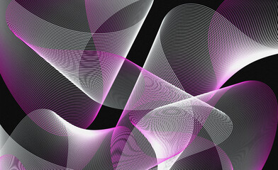 Abstract wavy line art, flowing pink and white dynamic mesh pattern