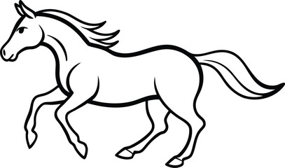 Adobe Illustrator Artwork  Trotting forward: Horse with beautiful with long mane and tail flutters in the wind, isolated vector design
