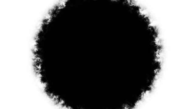 Black ink cloud spreading on white background abstract smoke effect dark bloom transition overlay video