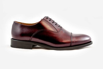 Classic burgundy leather shoes in a white background. 