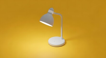 Illuminating Study A Table Lamp Casting Warm Light on a Yellow Surface