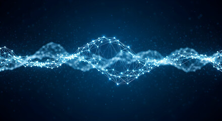 Abstract Blue Futuristic Sound Wave or DNA Background