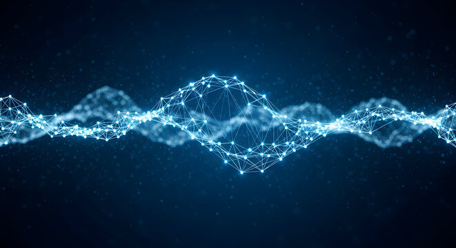 Abstract Blue Futuristic Sound Wave or DNA Background