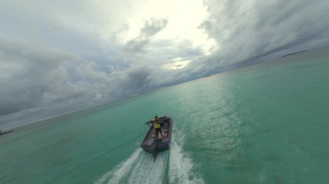 Dynamic FPV Drone Shot Soaring Over Pristine Tropical Beaches and Island Scenery of Karimunjawa