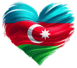 Azerbaijan flag vector art illustration in a heart shape
