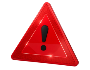 Floating 3D Traffic Warning Sign, Dynamic Tilt, Isolated on Transparent Background (2)