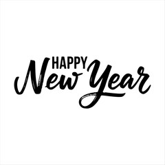 Happy New Year Typography Vector | Handwritten Calligraphy Greeting Design