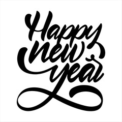 Happy New Year Typography Vector | Handwritten Calligraphy Greeting Design