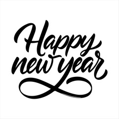 Happy New Year Typography Vector | Handwritten Calligraphy Greeting Design