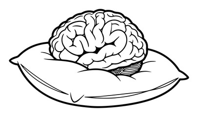 brain resting on pillow mental health concept vector