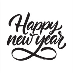 Happy New Year Typography Vector | Handwritten Calligraphy Greeting Design