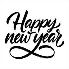 Happy New Year Typography Vector | Handwritten Calligraphy Greeting Design
