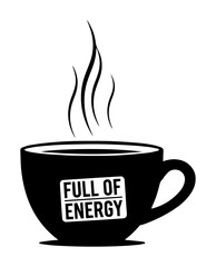 full of energy coffee cup silhouette vector logo