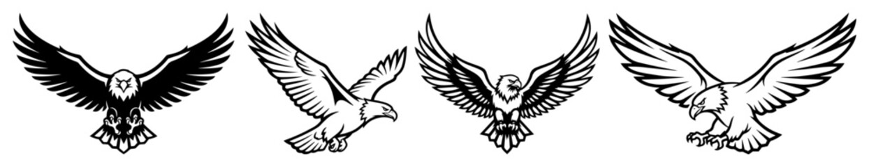 heraldic eagle with spread wings logo set