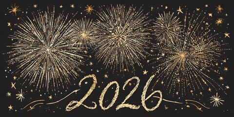 Merry Christmas and Happy New Year 2026 with fire ,Card or banner to wish a happy new year 2026
