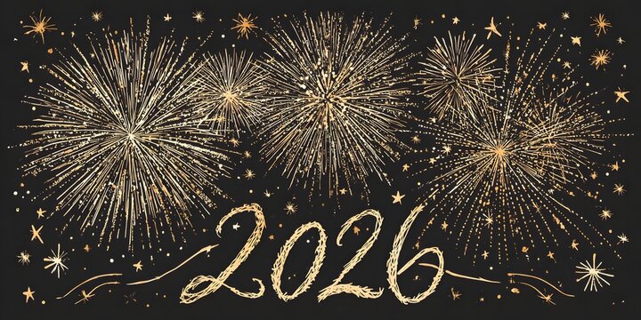 Merry Christmas and Happy New Year 2026 with fire ,Card or banner to wish a happy new year 2026