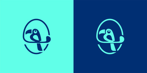 Minimalist Toucan Bird Logo Icon in Flat Design Style