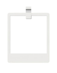 White photo frame with clip isolated on a transparent background