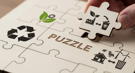 Connecting green energy solutions puzzle pieces for a sustainable future