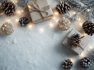 Cozy Winter Holiday Scene with Gifts and Lights christmas