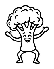 happy dancing broccoli cartoon character vector mascot