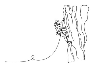 rock climber on a cliff continuous single line art