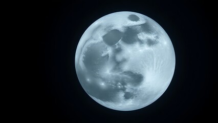 planetarium. Close-up view of the moon showcasing detailed craters under cool blue moonlight. STEM education sheets, lab safety posters, designed for STEM education and laboratory safety posters.